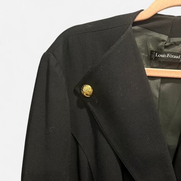 Louis Féraud Black Double Breasted Trench Coat Classic Heritage Preppy XL - Picture 9 of 15